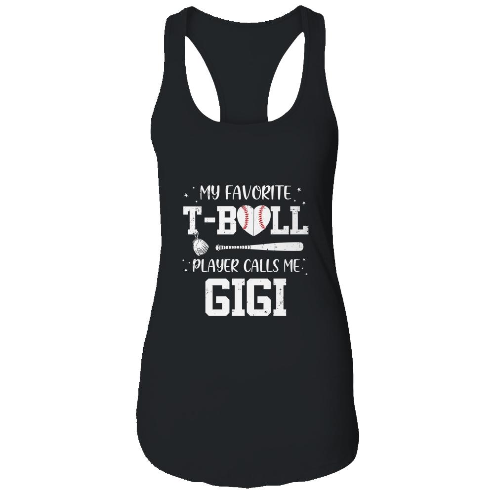 My Favorite T-Ball Player Calls Me Gigi Baseball-T-Shirt & Tank Top-Women's Ideal Racerback Tank-Black