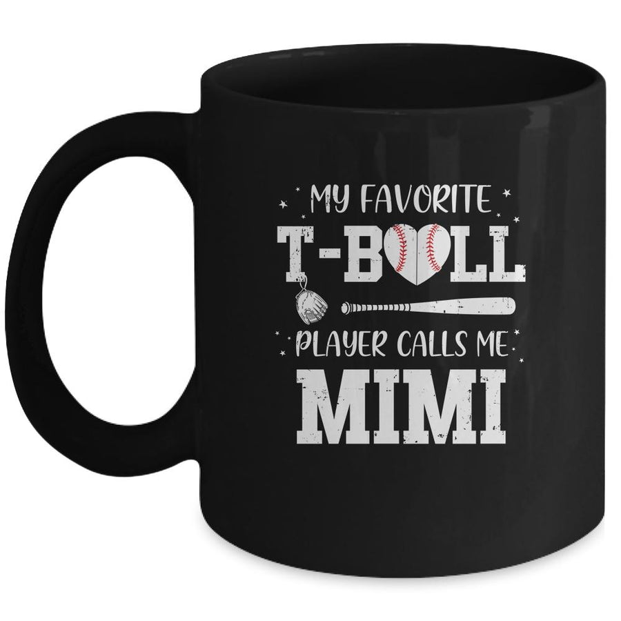 My Favorite T-Ball Player Calls Me Mimi Baseball Mug-Coffee Mug-Mug-Black