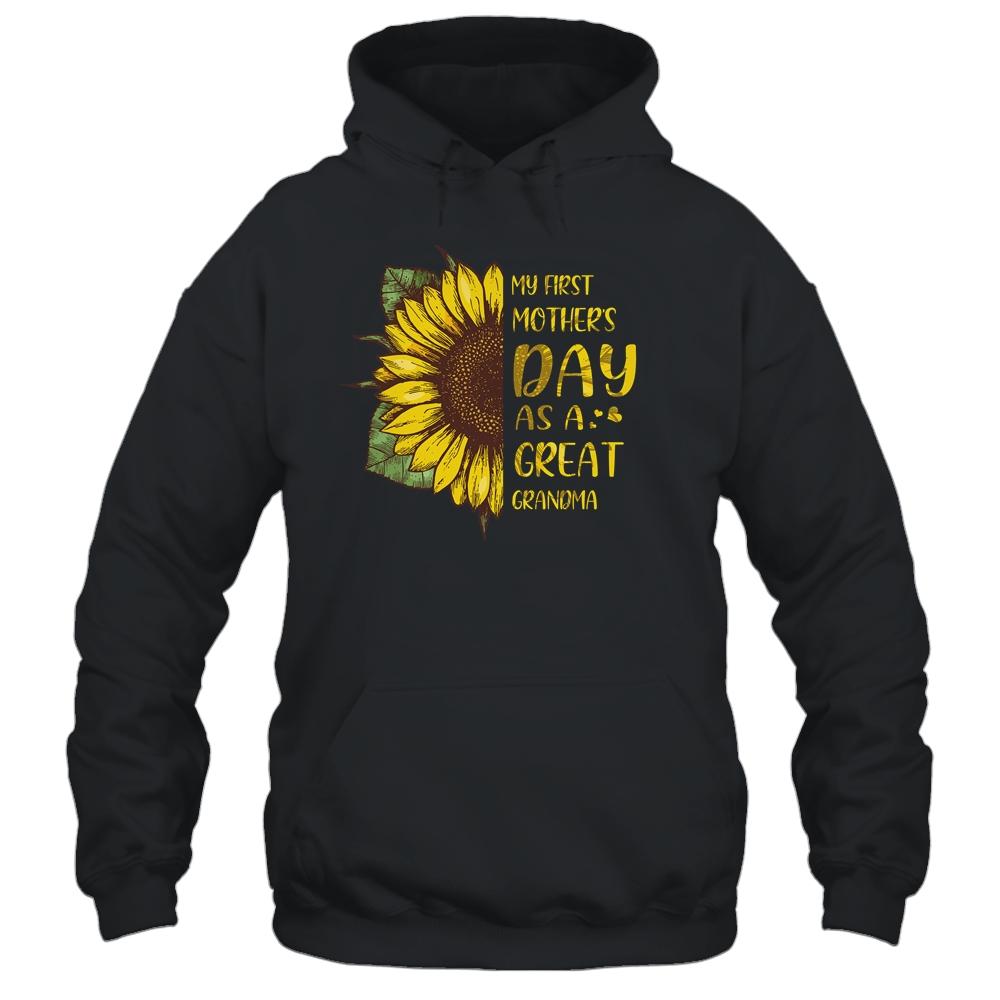 My First Mothers Day As Great Grandma Sunflower-T-Shirt & Tank Top-Pullover Hoodie-Black