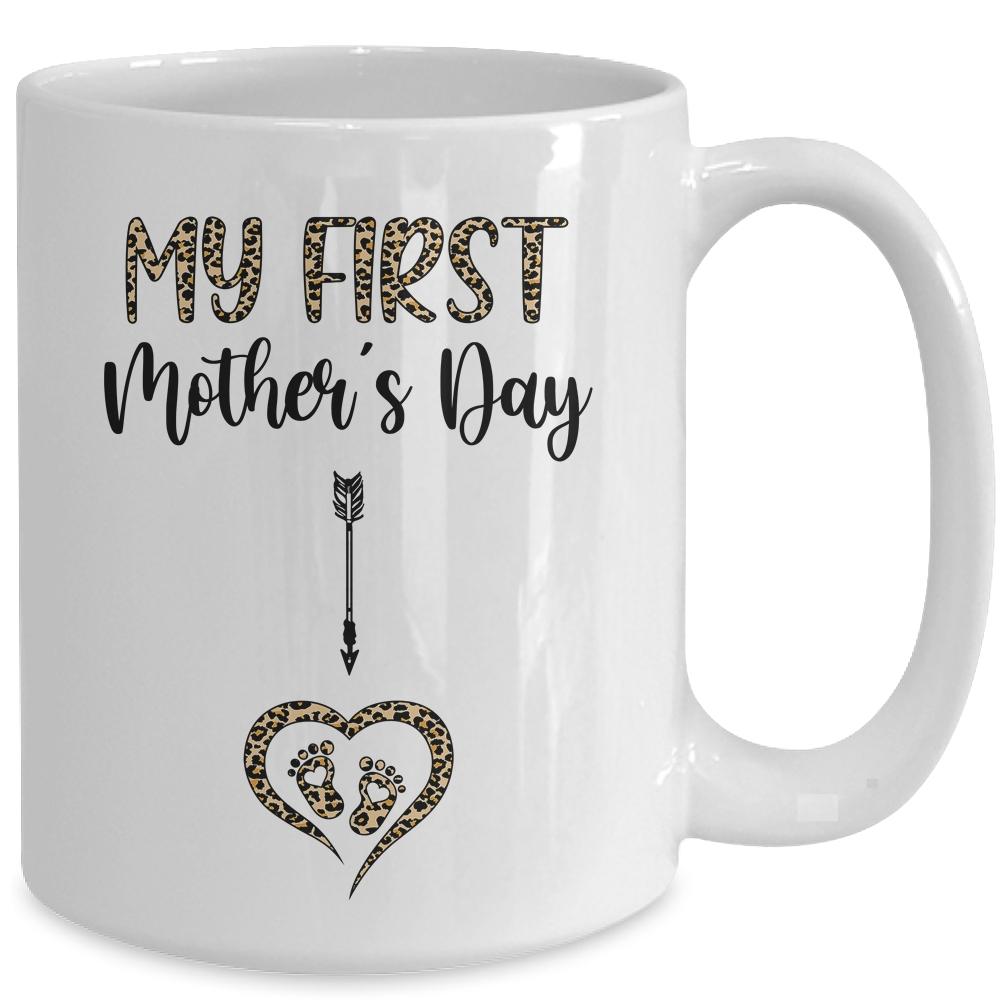 My First Mothers Day Mom Leopard Pregnancy Announcement Mug-Coffee Mug-