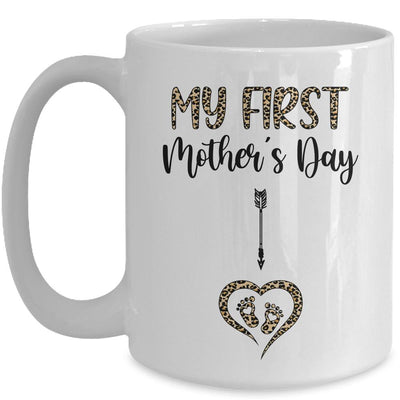 My First Mothers Day Mom Leopard Pregnancy Announcement Mug-Coffee Mug-Mug-White