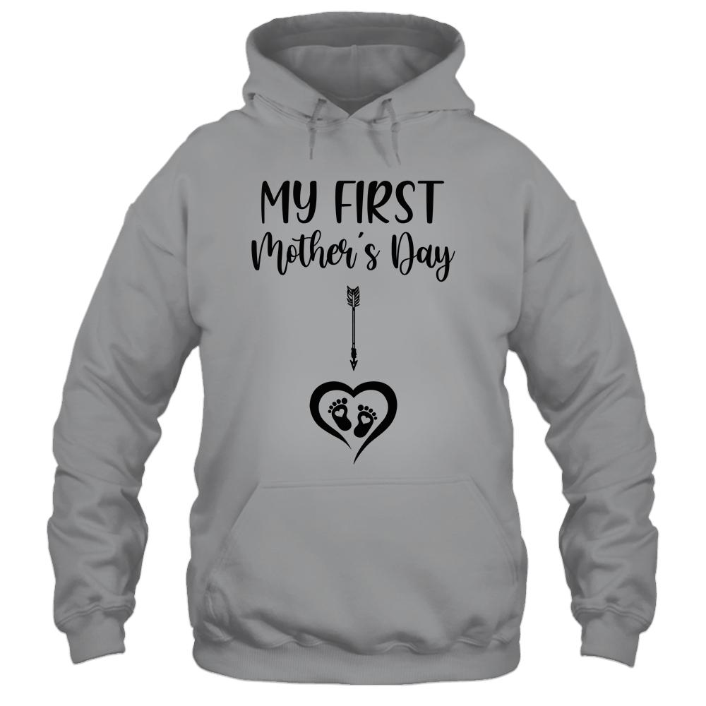 My First Mothers Day Mommy Pregnancy Announcement-T-Shirt & Tank Top-Pullover Hoodie-Sport Grey