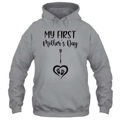 My First Mothers Day Mommy Pregnancy Announcement-T-Shirt & Tank Top-Pullover Hoodie-Sport Grey