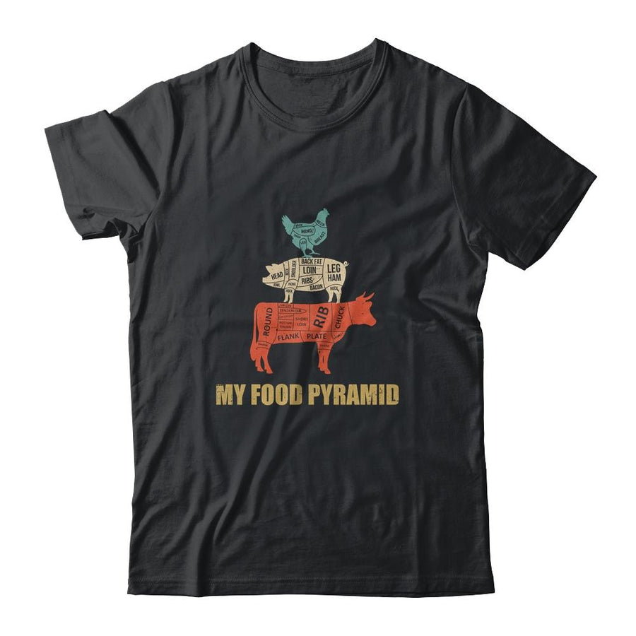 My Food Pyramid Funny Carnivore Cow Pig Chicken-T-Shirt & Hoodie-Classic T-Shirt-Black