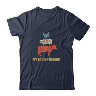 My Food Pyramid Funny Carnivore Cow Pig Chicken-T-Shirt & Hoodie-Classic T-Shirt-Navy