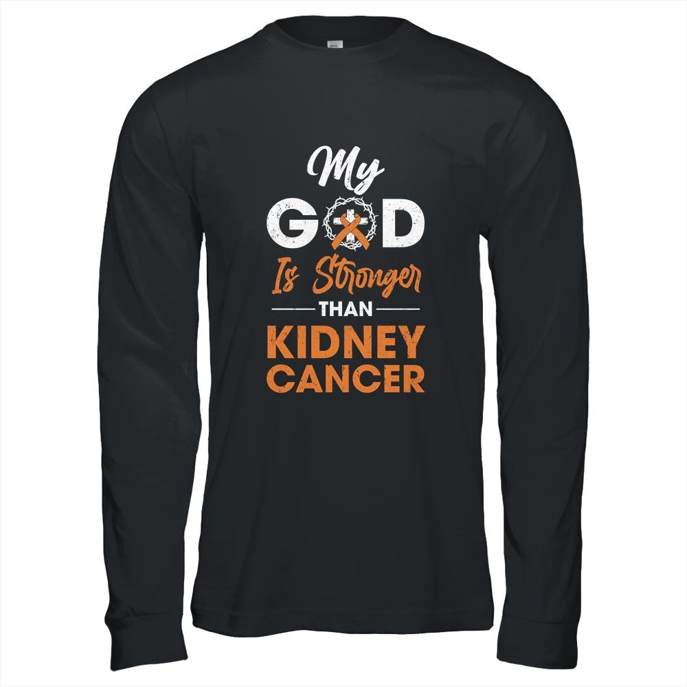 My God Is Stronger Than Kidney Cancer Awareness-T-Shirt & Hoodie-Long Sleeve T-Shirt-Black