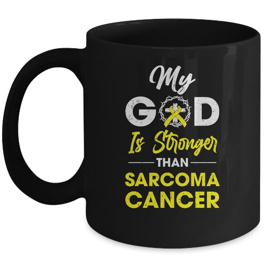 My God Is Stronger Than Sarcoma Cancer Awareness Mug-Coffee Mug-Mug-Black
