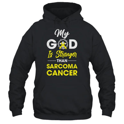 My God Is Stronger Than Sarcoma Cancer Awareness-T-Shirt & Hoodie-Pullover Hoodie-Black