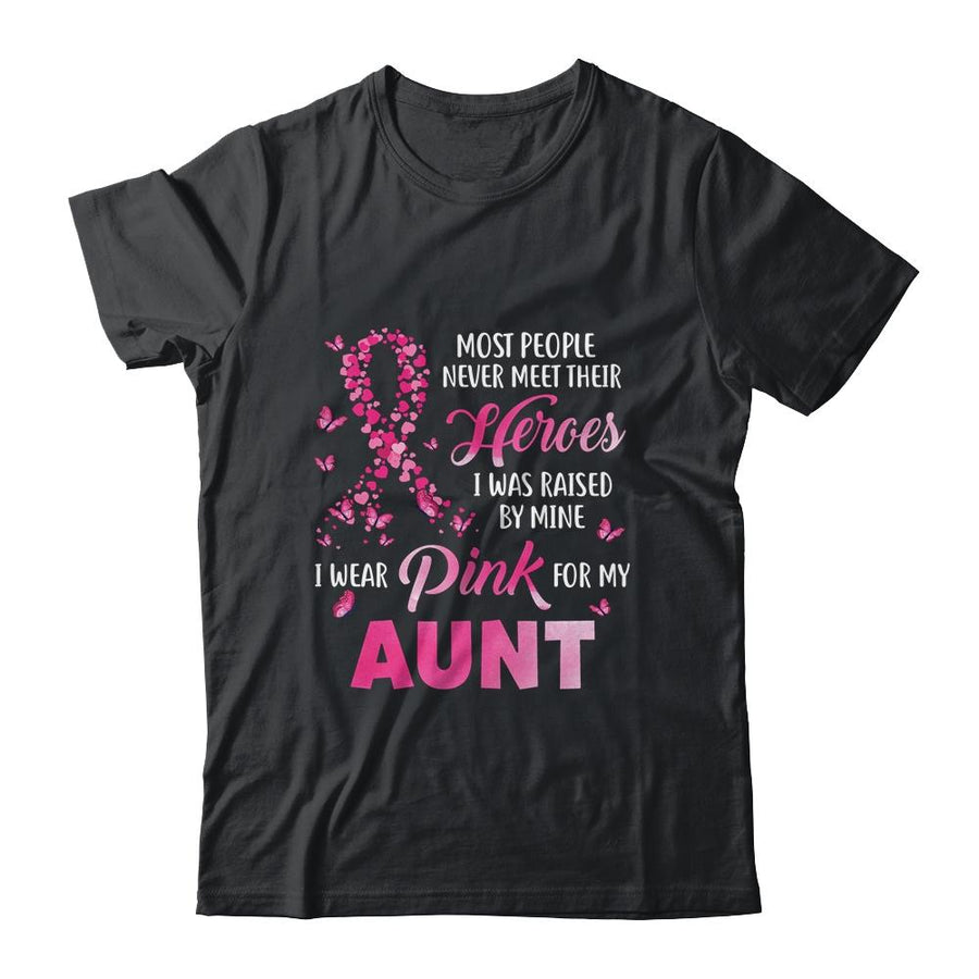 My Heroes I Wear Pink For My Aunt Breast Cancer Awareness-T-Shirt & Hoodie-Classic T-Shirt-Black