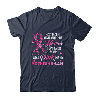 My Heroes I Wear Pink For My Mother-In-Law Breast Cancer-T-Shirt & Hoodie-Classic T-Shirt-Navy