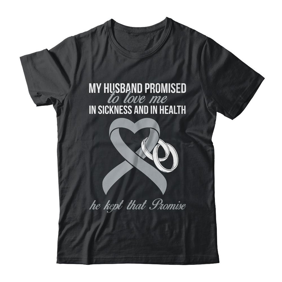 My Husband Promises To Me In Sickness Brain Grey Ribbon-T-Shirt & Hoodie-Classic T-Shirt-Black