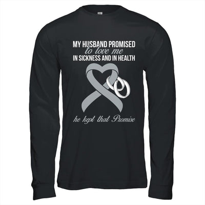 My Husband Promises To Me In Sickness Brain Grey Ribbon-T-Shirt & Hoodie-Long Sleeve T-Shirt-Black