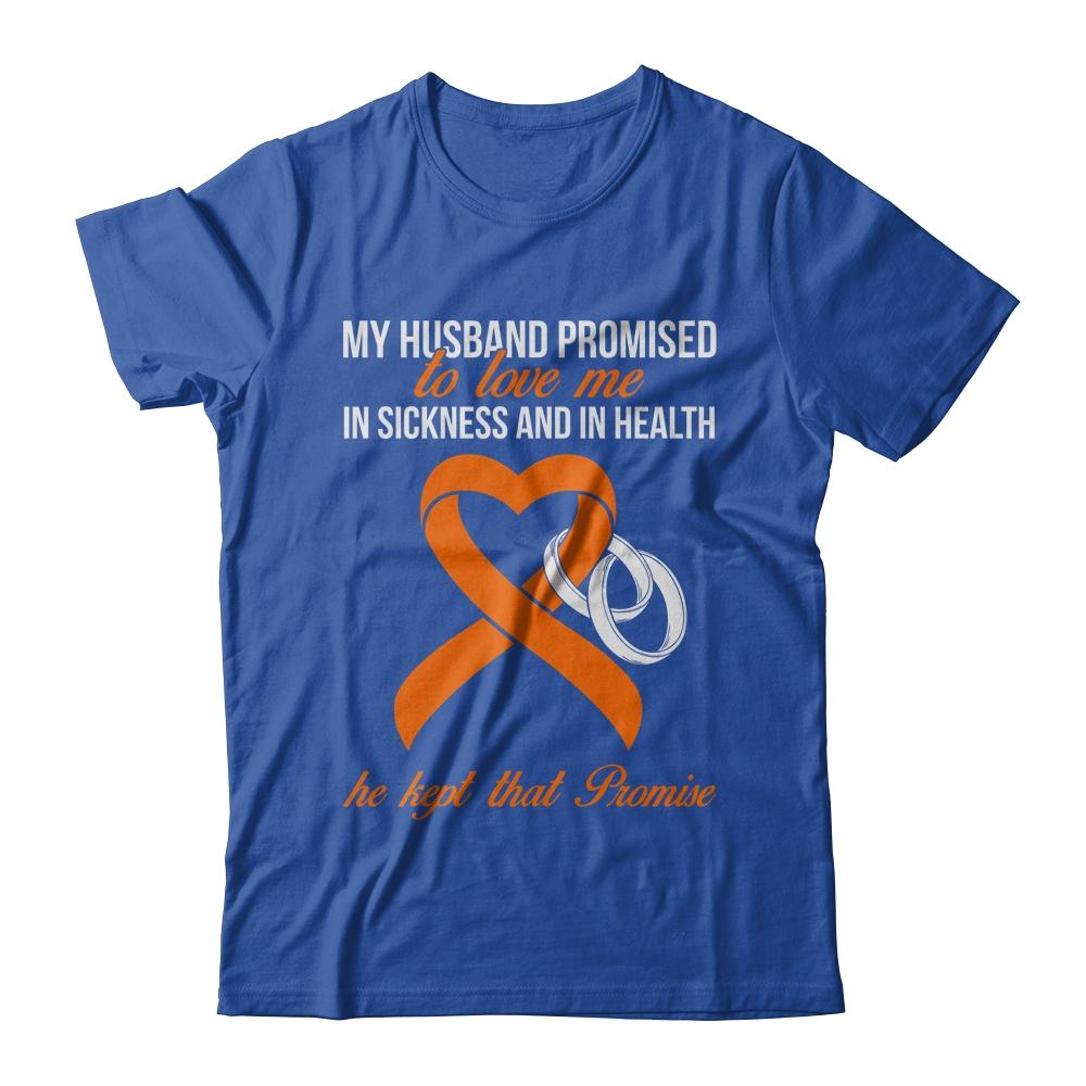 My Husband Promises To Me In Sickness Kidney Cancer Orange-T-Shirt & Hoodie-Classic T-Shirt-Royal