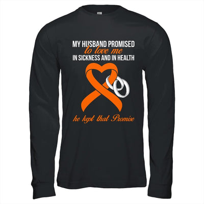 My Husband Promises To Me In Sickness Kidney Cancer Orange-T-Shirt & Hoodie-Long Sleeve T-Shirt-Black