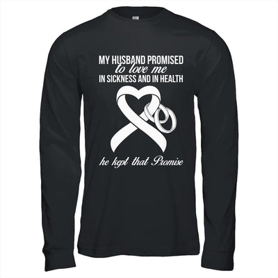 My Husband Promises To Me In Sickness Lung White Ribbon-T-Shirt & Hoodie-Long Sleeve T-Shirt-Black