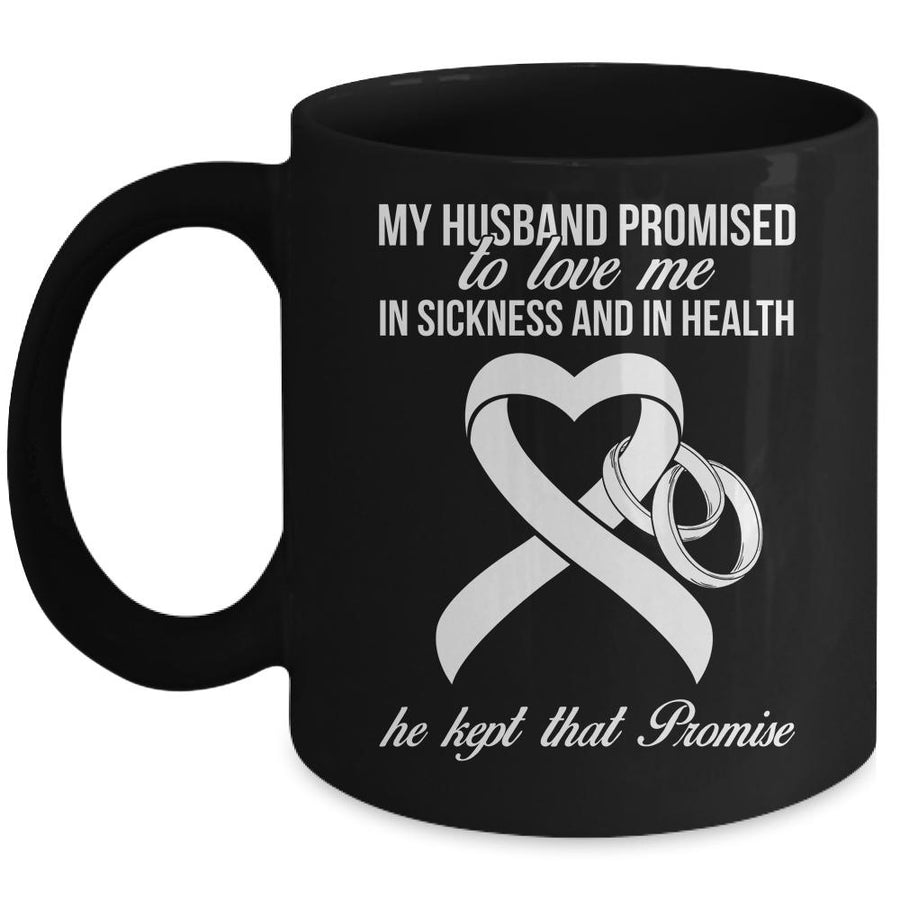 My Husband Promises To Me In Sickness Lung White Ribbon Mug-Coffee Mug-Mug-Black