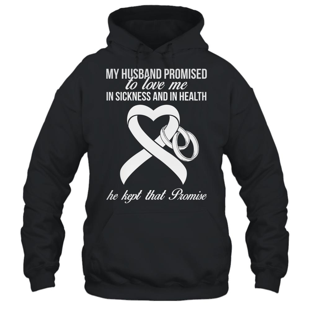 My Husband Promises To Me In Sickness Lung White Ribbon-T-Shirt & Hoodie-Pullover Hoodie-Black