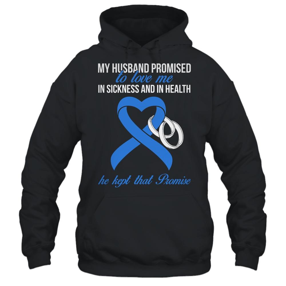My Husband Promises To Me In Sickness Prostate Blue Ribbon-T-Shirt & Hoodie-Pullover Hoodie-Black