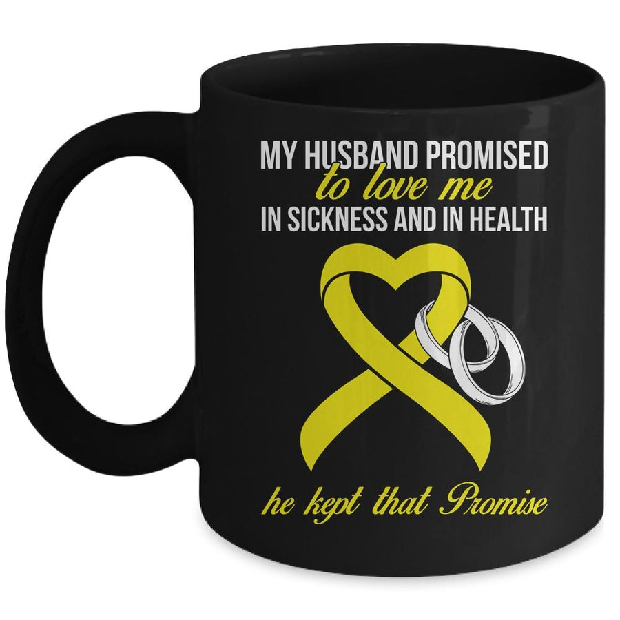 My Husband Promises To Me In Sickness Sarcoma Yellow Ribbon Mug-Coffee Mug-Mug-Black