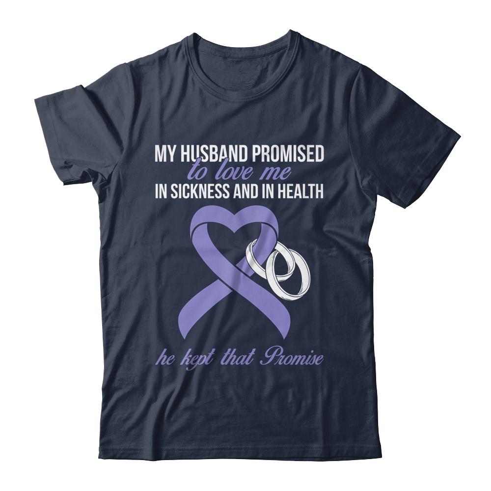 My Husband Promises To Me In Sickness Stomach Periwinkle Ribbon-T-Shirt & Hoodie-Classic T-Shirt-Navy