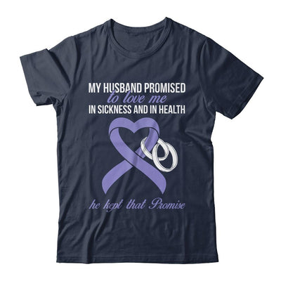 My Husband Promises To Me In Sickness Stomach Periwinkle Ribbon-T-Shirt & Hoodie-Classic T-Shirt-Navy