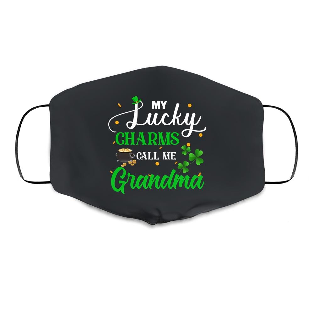 My Lucky Charms Call Me Grandma St Patricks Day Cloth Face Mask-Cloth Face Mask-Cloth Face Mask-Black
