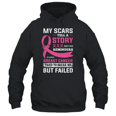 My Scars Tell A Story Breast Cancer Awareness Support-T-Shirt & Hoodie-Pullover Hoodie-Black