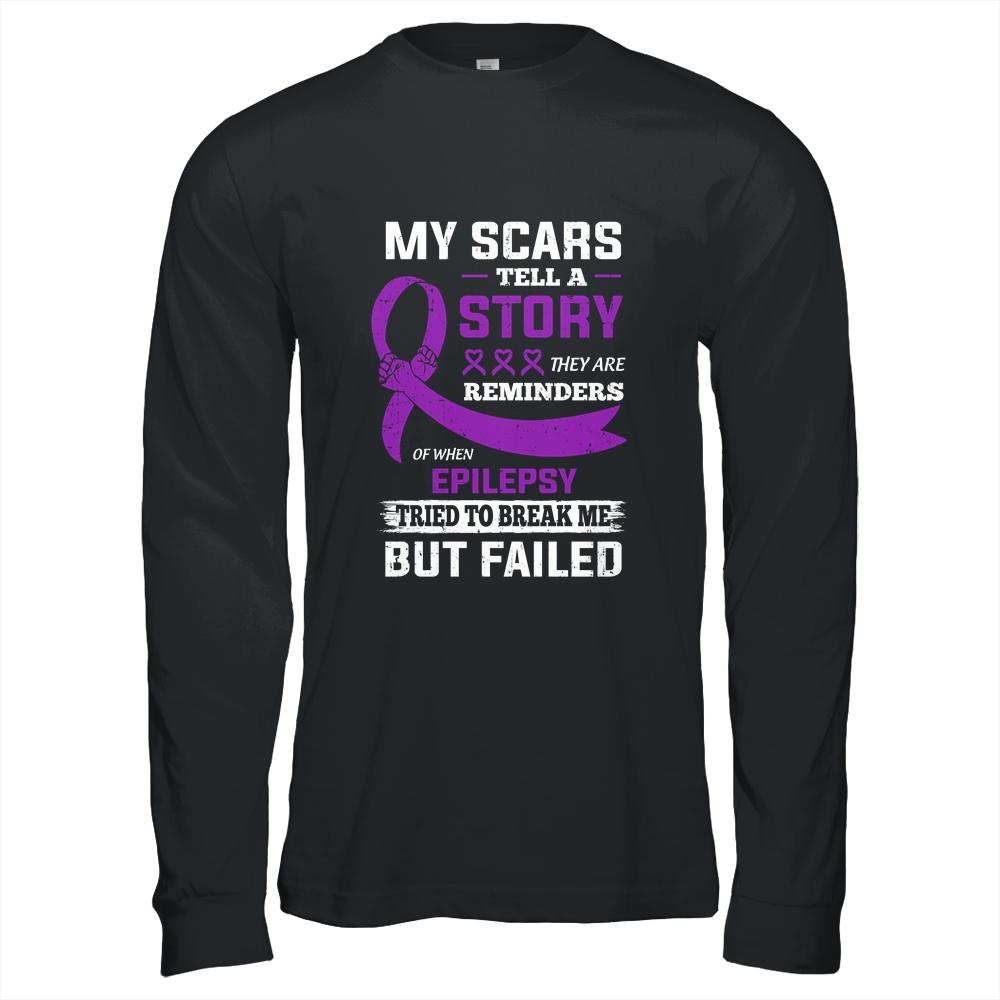My Scars Tell A Story Epilepsy Awareness-T-Shirt & Hoodie-Long Sleeve T-Shirt-Black