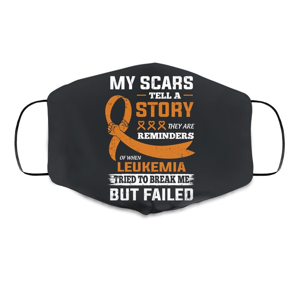 My Scars Tell A Story Leukemia Awareness Cloth Face Mask-Cloth Face Mask-Cloth Face Mask-Black