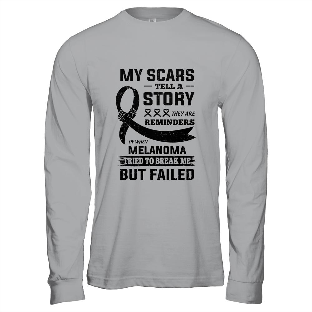 My Scars Tell A Story Melanoma Awareness-T-Shirt & Hoodie-Long Sleeve T-Shirt-Sport Grey