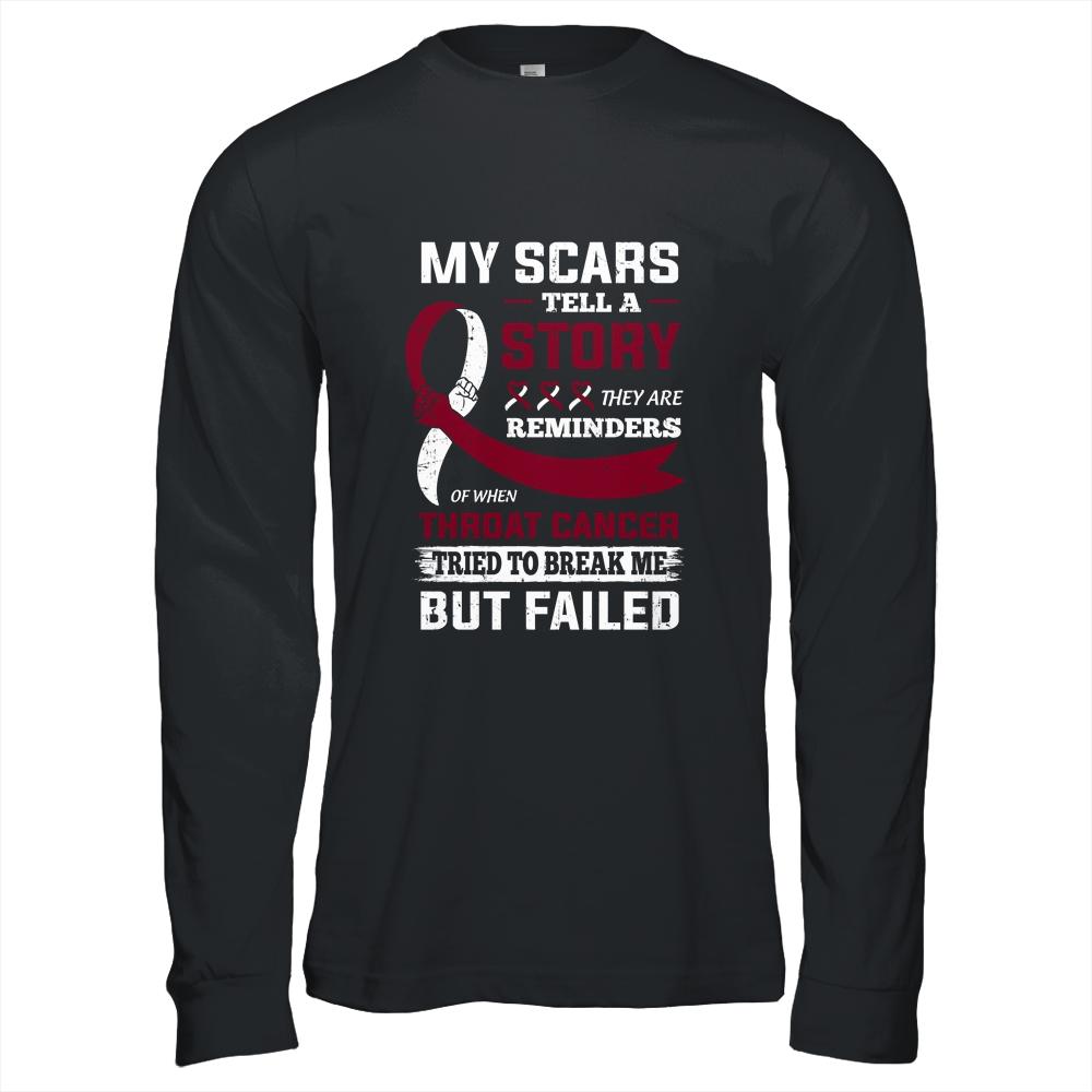 My Scars Tell A Story Throat Cancer Awareness-T-Shirt & Hoodie-Long Sleeve T-Shirt-Black