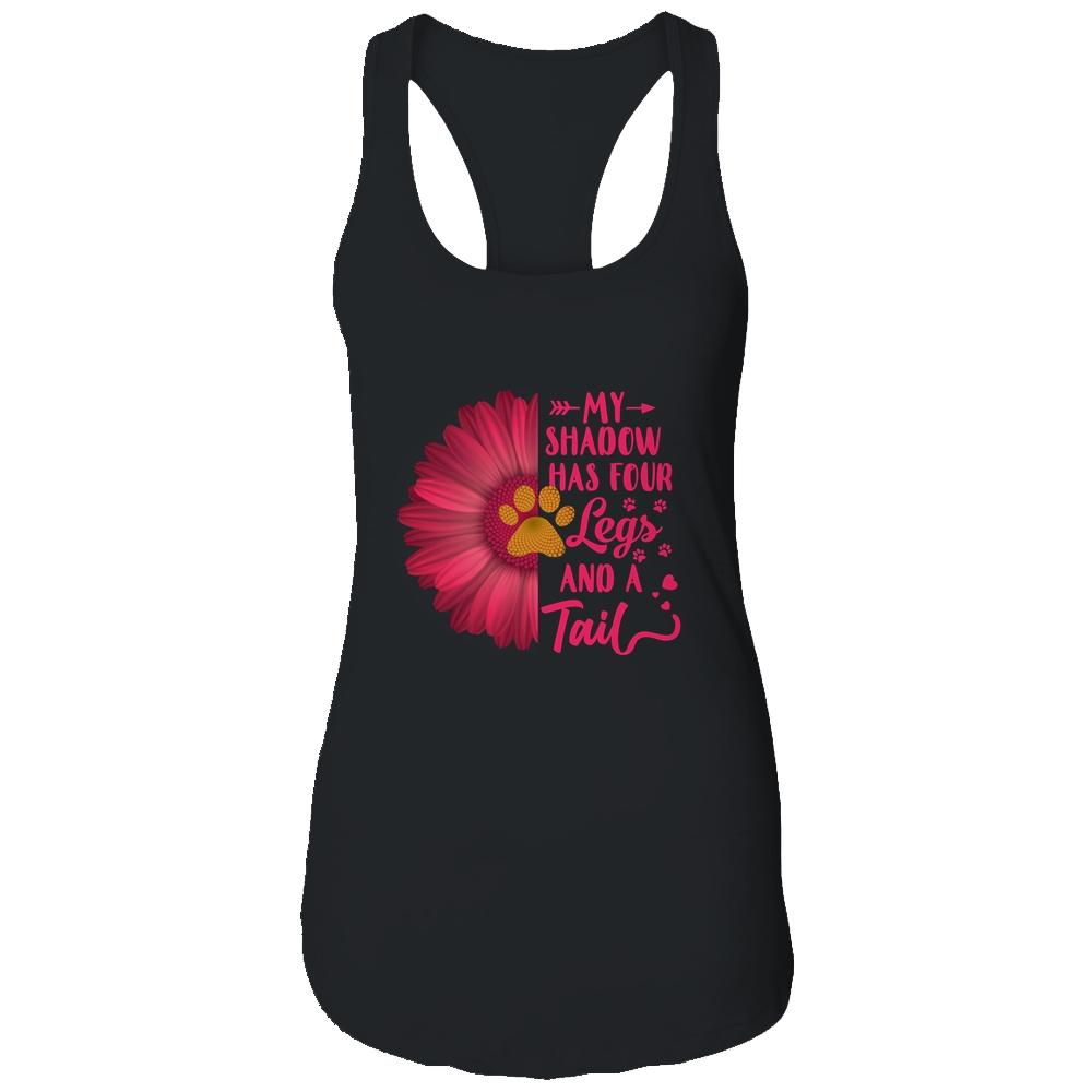 My Shadow Has Four Legs And A Tail Dog Cat Lover Flower-T-Shirt & Tank Top-Women's Ideal Racerback Tank-Black