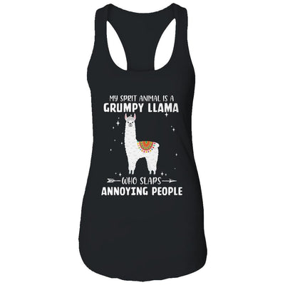 My Spirit Animal Is Grumpy Llama Who Slaps Annoying-T-Shirt & Tank Top-Women's Ideal Racerback Tank-Black