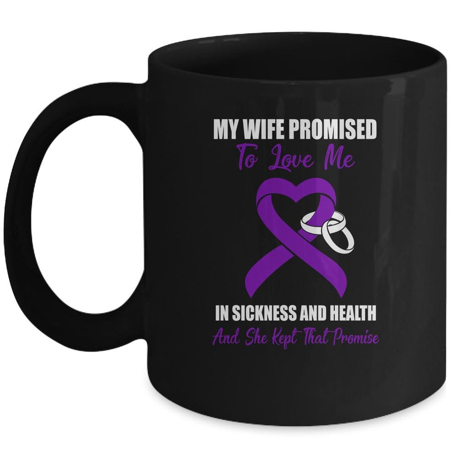 My Wife Promises To Love Me In Sickness Purple Ribbon Mug-Coffee Mug-Mug-Black