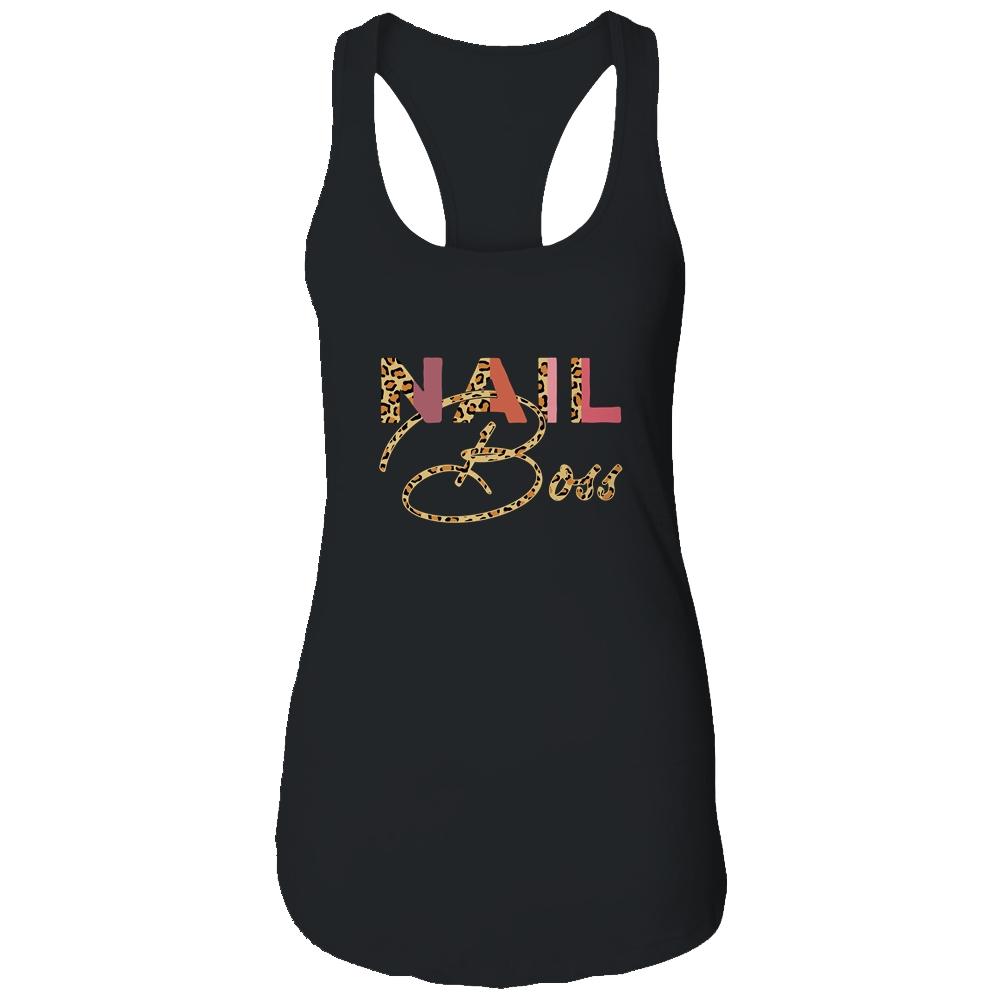 Nail Boss Leopard Nail Teacher-T-Shirt & Tank Top-Women's Ideal Racerback Tank-Black