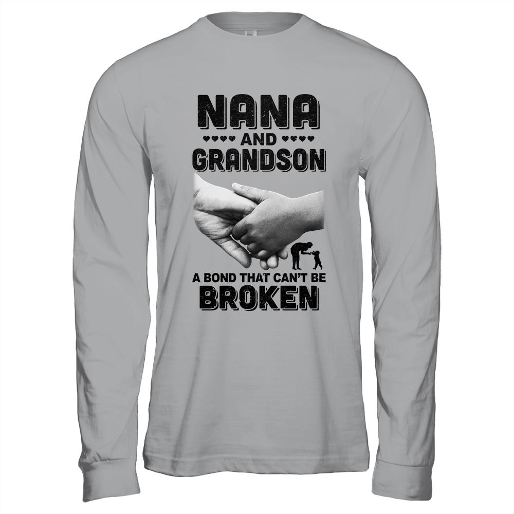 Nana And Grandson A Bond That Can't Be Broken Gift-T-Shirt & Hoodie-Long Sleeve T-Shirt-Sport Grey