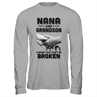 Nana And Grandson A Bond That Can't Be Broken Gift-T-Shirt & Hoodie-Long Sleeve T-Shirt-Sport Grey
