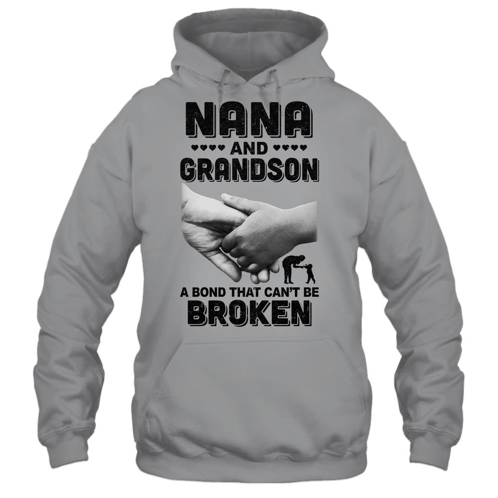 Nana And Grandson A Bond That Can't Be Broken Gift-T-Shirt & Hoodie-Pullover Hoodie-Sport Grey
