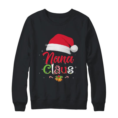 Nana Claus Santa Christmas Matching Family Pajama Funny-T-Shirt & Sweatshirt-Crewneck Sweatshirt-Black