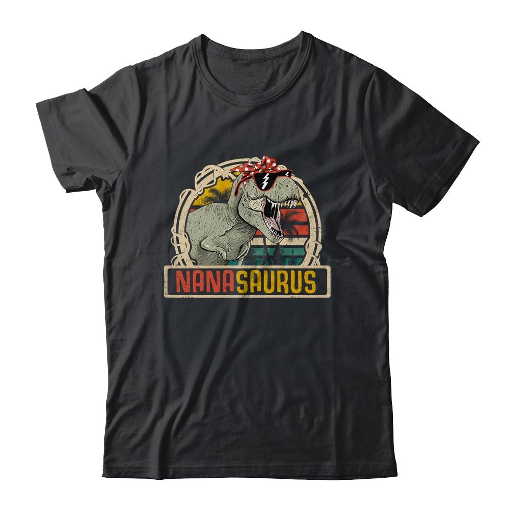 Nanasaurus T Rex Dinosaur Nana Saurus Family Matching-T-Shirt & Hoodie-Classic T-Shirt-Black