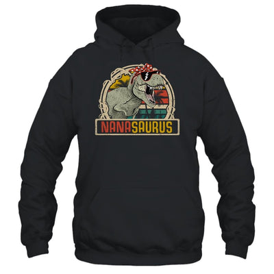 Nanasaurus T Rex Dinosaur Nana Saurus Family Matching-T-Shirt & Hoodie-Pullover Hoodie-Black