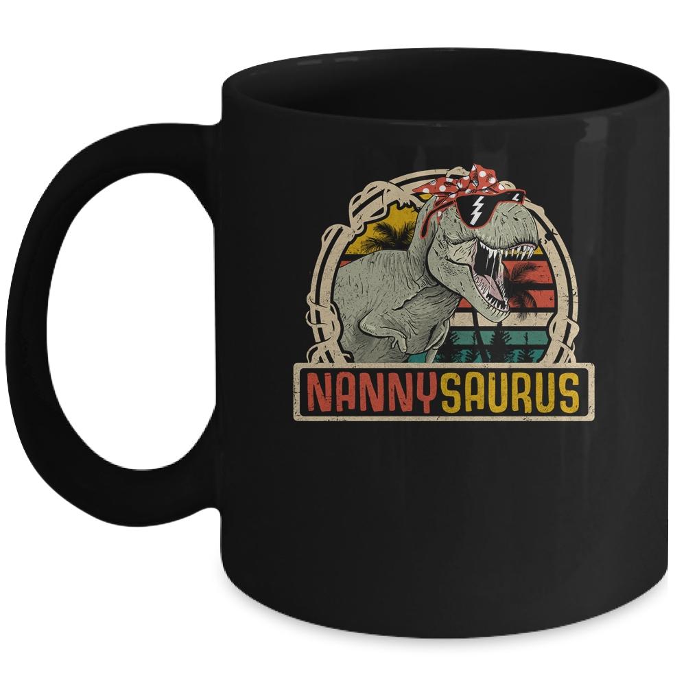 Nannysaurus T Rex Dinosaur Nanny Saurus Family Matching Mug-Coffee Mug-Mug-Black
