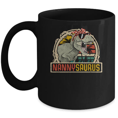 Nannysaurus T Rex Dinosaur Nanny Saurus Family Matching Mug-Coffee Mug-Mug-Black