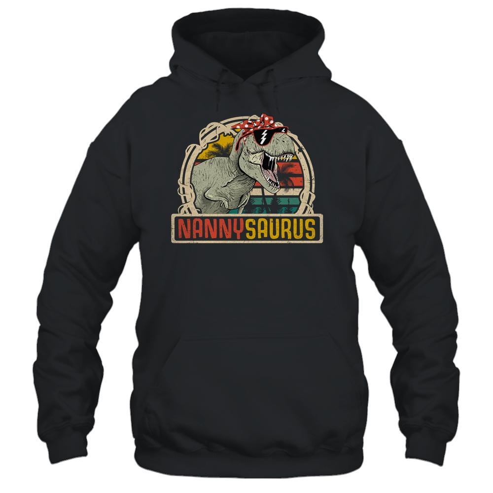 Nannysaurus T Rex Dinosaur Nanny Saurus Family Matching-T-Shirt & Hoodie-Pullover Hoodie-Black