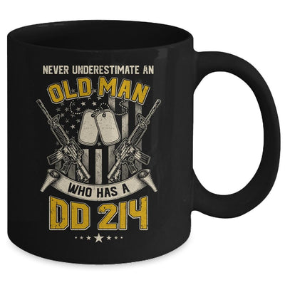 Never Underestimate An Old Man Who Has A DD214 Veteran Mug-Coffee Mug-Mug-Black