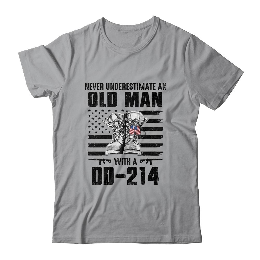Never Underestimate An Old Man With A DD-214 Veteran-T-Shirt & Hoodie-Classic T-Shirt-Sport Grey