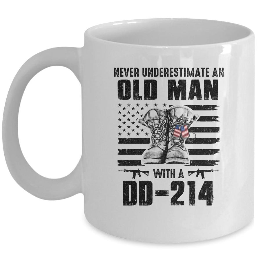 Never Underestimate An Old Man With A DD-214 Veteran Mug-Coffee Mug-Mug-White
