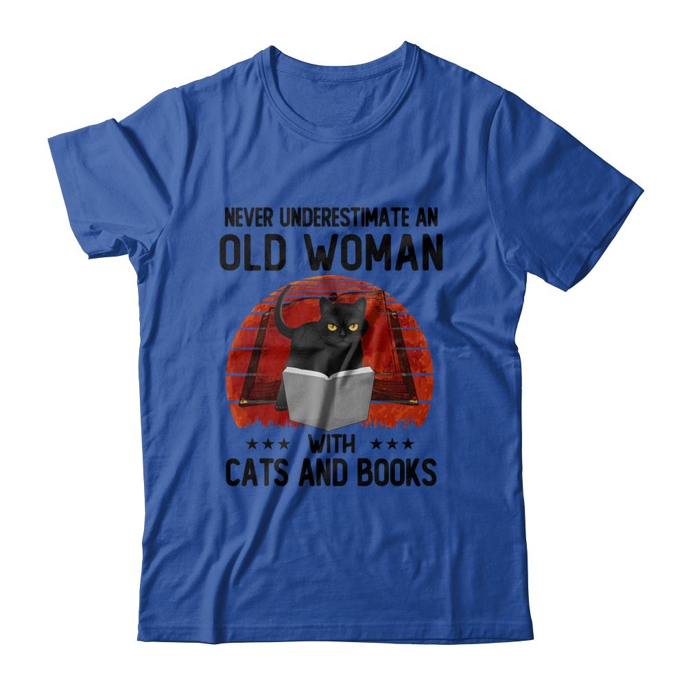 Never Underestimate An Old Man With Cats And Books-T-Shirt & Hoodie-Classic T-Shirt-Royal