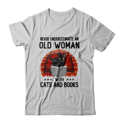 Never Underestimate An Old Man With Cats And Books-T-Shirt & Hoodie-Classic T-Shirt-White