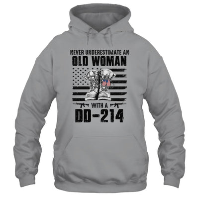 Never Underestimate An Old Woman With A DD-214 Veteran-T-Shirt & Hoodie-Pullover Hoodie-Sport Grey